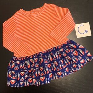 ⭐️2/$8.00⭐️ Joe Fresh 3-6m Striped Coral and Blue Patterned Dress